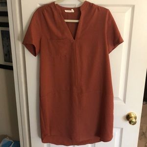 V neck shift dress